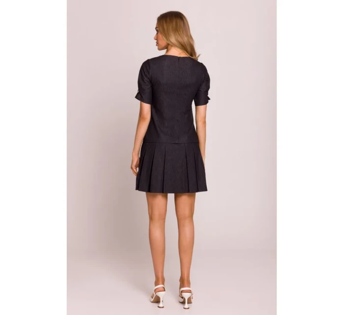 M842 Džínové šaty se záhyby - grafitové M842 Džínové šaty se záhyby - grafitové