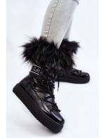 Dámské šněrovací boty do sněhu Černé Santero