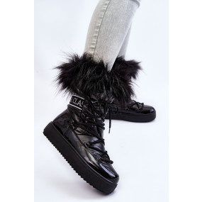 Dámské šněrovací boty do sněhu Černé model 19260336 - Kesi