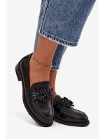 Dámské polobotky (mokasíny) s ozdobou Murelle – černé