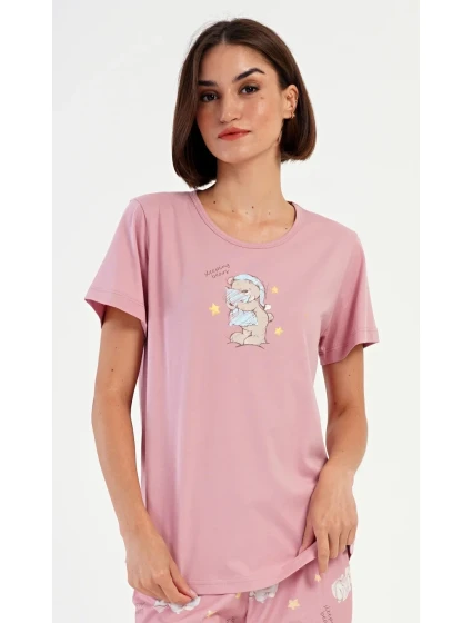 Dámské pyžamo kapri Méďa s model 22407208 - Vienetta Dámské pyžamo kapri Méďa s model 22407208 - Vienetta