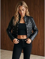 Dámská kožená bunda Napoleonka, černá, FashionStreet TY6043
