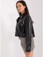 Krátká černá dámská bunda z imitace kůže model 20970138 - Factory Price