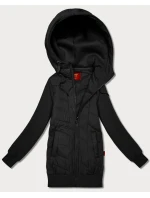 Černá dámská mikina z různých materiálů s kapucí Goodlookin (AMG-175)