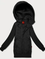 Černá dámská mikina z různých materiálů s kapucí Goodlookin (AMG-175)