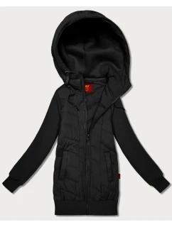 Černá dámská mikina z různých materiálů s kapucí Goodlookin (AMG-175)