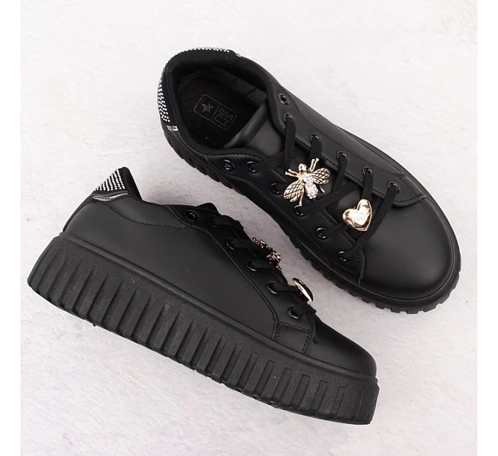 Dámská sportovní obuv na platformě černá NEWS 4756