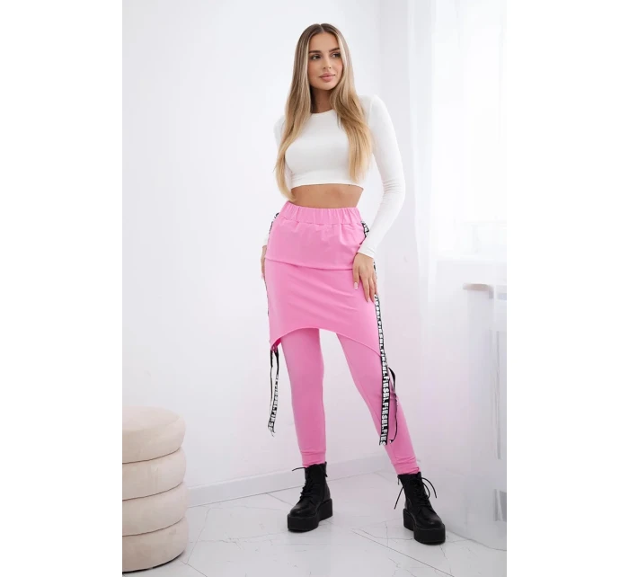 Kalhoty/oblek s nápisem selfie světle růžový