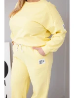 Dámský komplet Plus Size bavlněný s volnou mikinou a kalhotami s širokou nohavicí žlutý