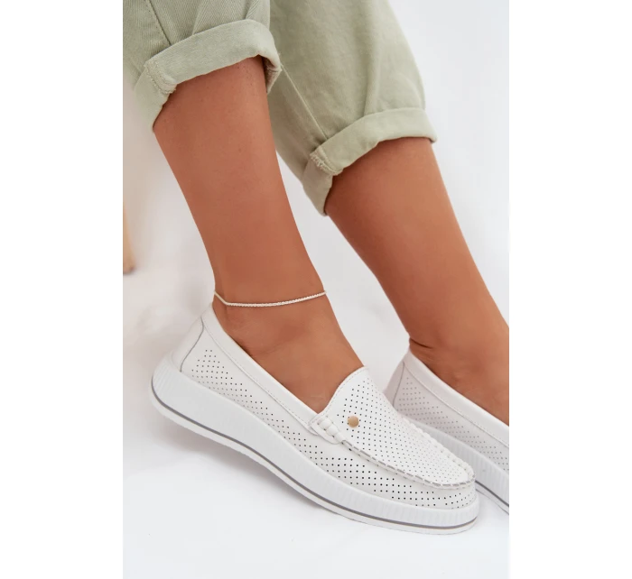 Dámské polobotky z přírodní kůže S.Barski GR61-5980 Bílé