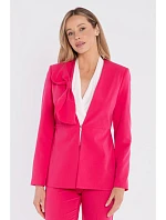 S432 Elegantní sako s ozdobnou mašlí - růžové