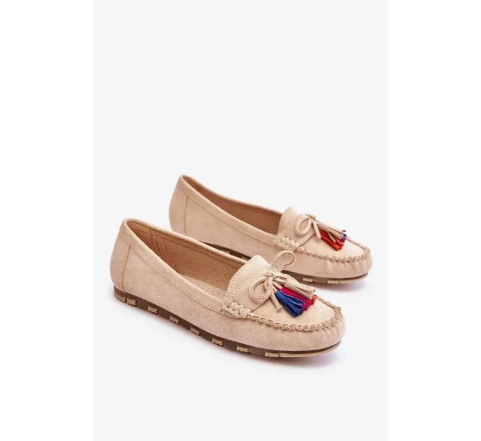 Semišové Mokasíny S Mašlí A Třásněmi Béžove Dorine Semišové Mokasíny S Mašlí A Třásněmi Béžove Dorine