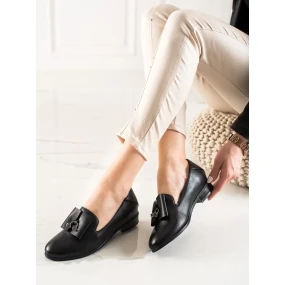 Exkluzívní dámské  polobotky černé na plochém podpatku