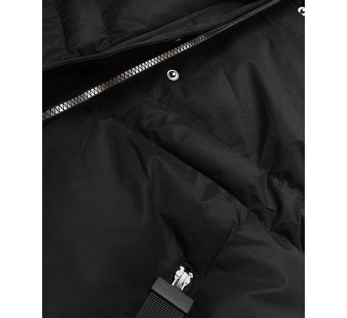 Černá dámská zimní bunda s kapucí (5M738-392)