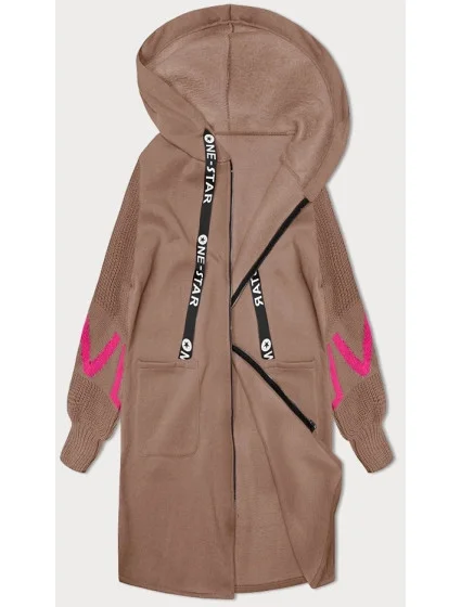 Béžový teplákový přehoz přes oblečení se rukávy model 19742950 - MADE IN ITALY Béžový teplákový přehoz přes oblečení se rukávy model 19742950 - MADE IN ITALY