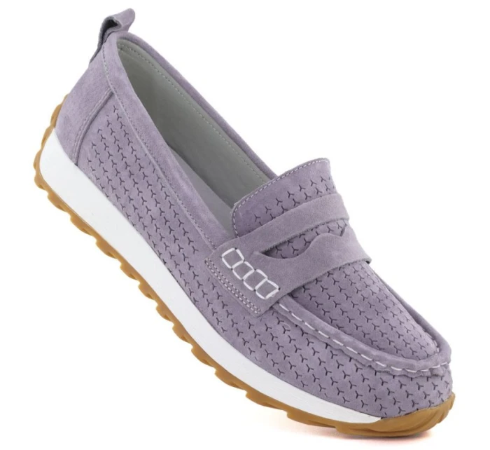 Fialové semišové kožené mokasíny Sergio model 22021867 - LEONE