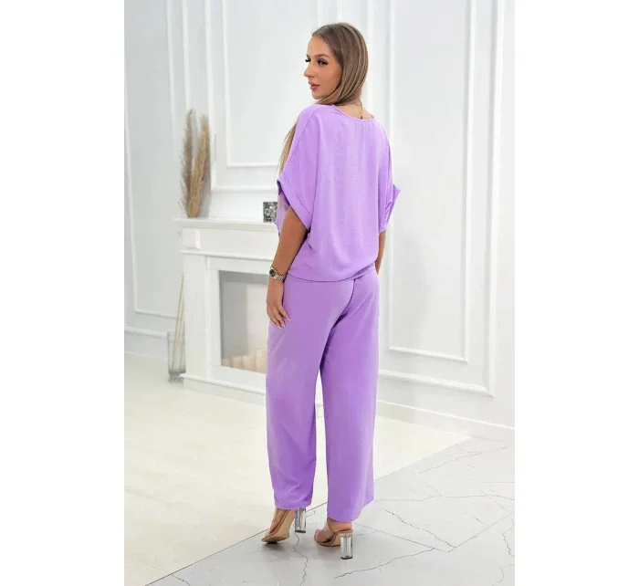 Souprava halenky a kalhot světle fialová