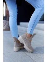 Módní semišové kozačky s střihem béžove model 21578614 Me - Boto