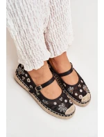 Síťované espadrilky s výšivkou na platformě černé model 21700046 - Boto Síťované espadrilky s výšivkou na platformě černé model 21700046 - Boto