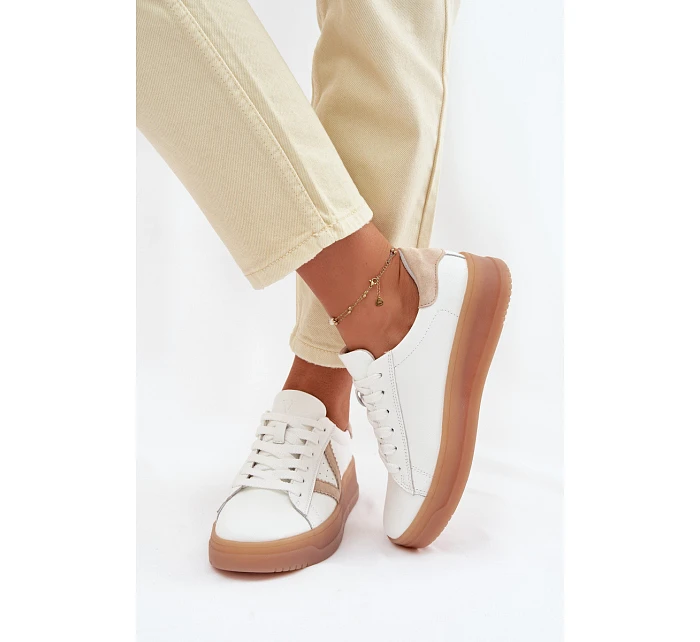 Dámské tenisky z pravé kůže na platformě Vinceza 79597 Bílé Dámské tenisky z pravé kůže na platformě Vinceza 79597 Bílé