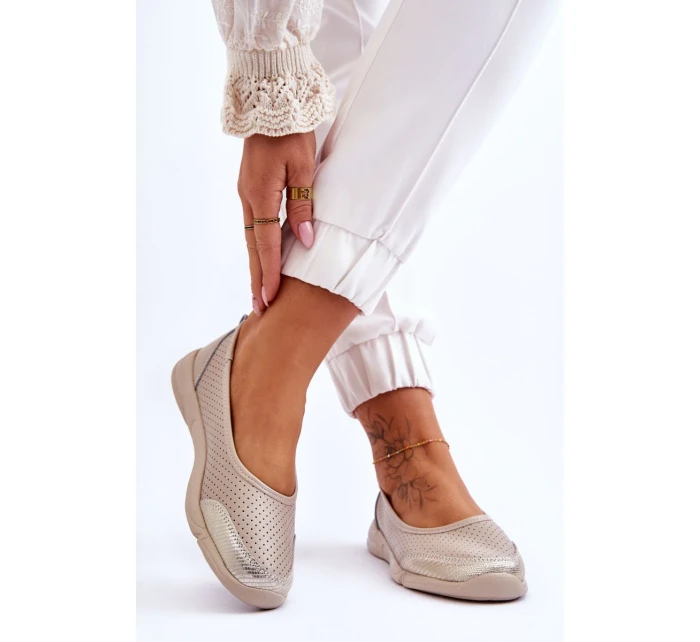 Kožené dámské prolamované baleríny Béžová Lucy Kožené dámské prolamované baleríny Béžová Lucy