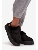 Dámské pantofle na platformě s kožíškem – černé Linaris Dámské pantofle na platformě s kožíškem – černé Linaris