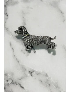 Okrasná brož Pes A-2-21-6 Stříbrná barva - Fashion Jewelry