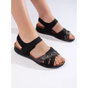 Praktické  sandály dámské modré platforma