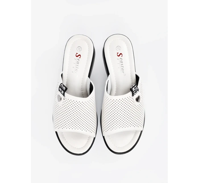 Luxusní dámské  nazouváky bílé platforma