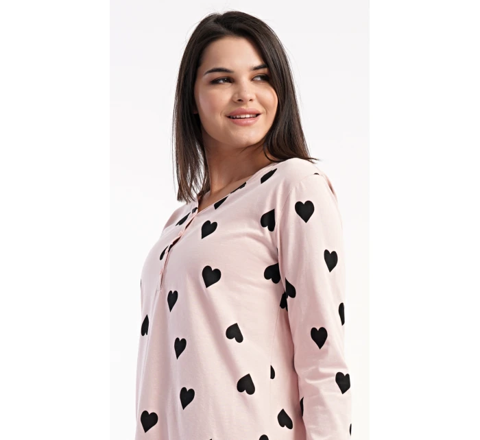 Dámská noční košile s dlouhým rukávem Srdce