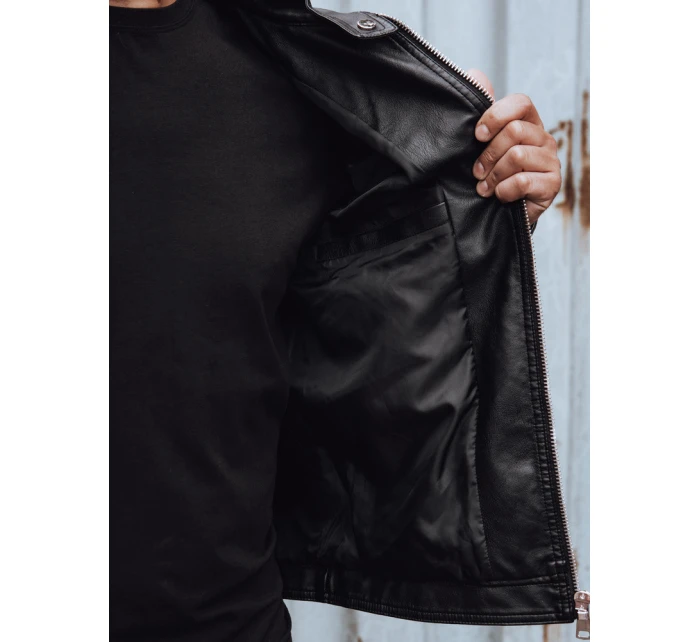 Pánská kožená bunda černá FashionStreet TX4736 Pánská kožená bunda černá FashionStreet TX4736