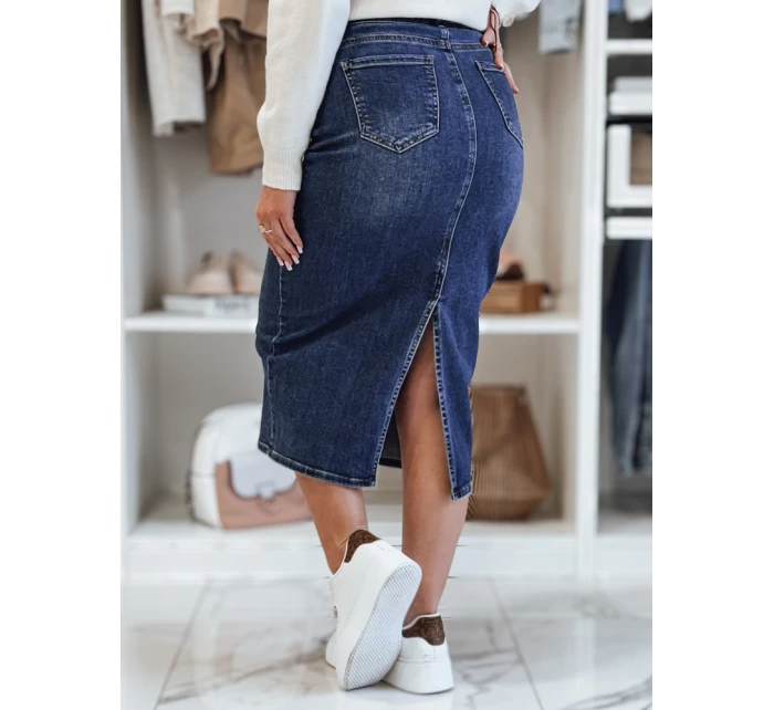 Džínová midi sukně s rozparkem MERITTA navy blue FashionStreet CY0482 Džínová midi sukně s rozparkem MERITTA navy blue FashionStreet CY0482