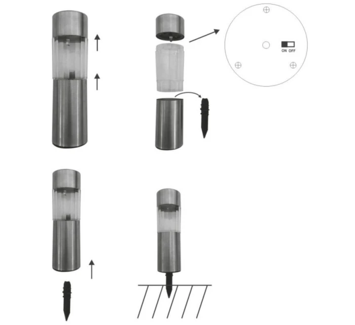 SOLÁRNÍ LAMPA 4,5X15CM INOX 6KS GRUNDIG SOLÁRNÍ LAMPA 4,5X15CM INOX 6KS GRUNDIG