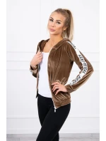 Velurová mikina s kapucí hnědá Velurová mikina s kapucí hnědá