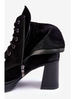 Šněrovací Zimní Boty Na Podpatku Černé model 21634844 - Boto