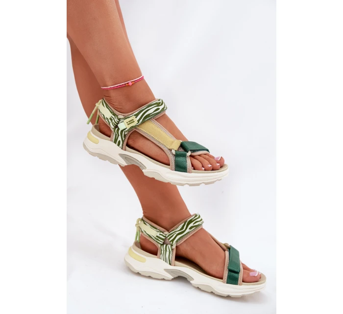 Dámské Sandály Na Suchý Zip model 21694720 Zelené - D.Franklin