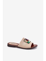 Dámské Pantofle Na Plochém Podpatku S Ozdobou Zlaté model 21695681 - Boto Dámské Pantofle Na Plochém Podpatku S Ozdobou Zlaté model 21695681 - Boto