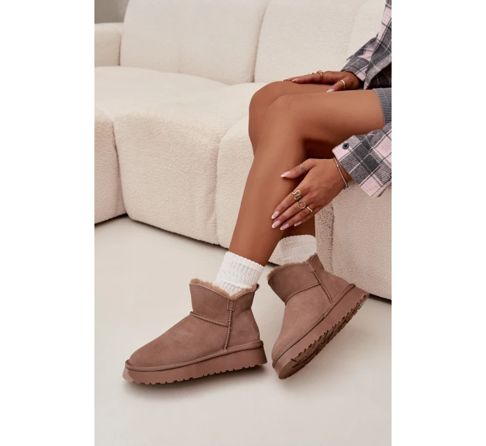 Semišové zimní boty pro ženy na platformě model 21707902 béžové - VINCEZA