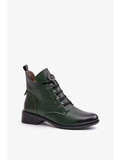 Dámské kotníkové boty model Tmavě zelená model 20755009 - JEZZI Dámské kotníkové boty model Tmavě zelená model 20755009 - JEZZI