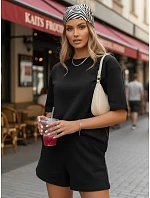 Dámský černý pruhovaný letní komplet FashionStreet AY1162