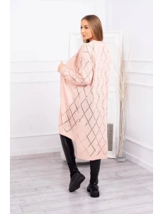 Svetr s geometrickým vzorem pudrově růžový
