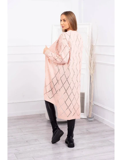 Svetr s geometrickým vzorem pudrově růžový