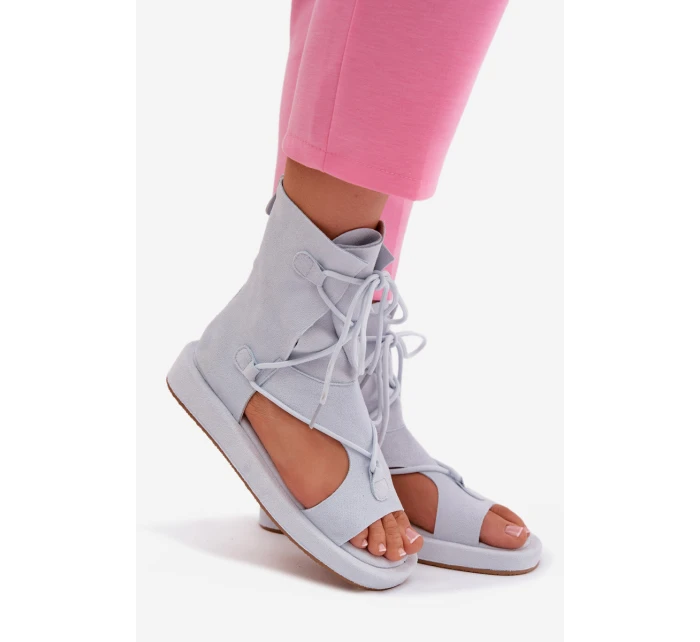 Dámské sandály Eko semiš s horní částí a šněrováním Modré Ferlisse