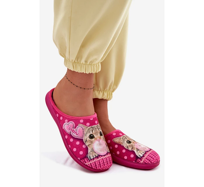 Dámské pantofle Kočka Růžové s Gumičkou Inblu EC000093