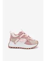 Tenisky na platformě z přírodního semiše model 22095134 růžové - Goe