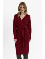 model 20620596 Svetrové šaty s výstřihem do V bordó - Moe