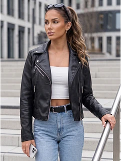 Dámská bunda ve stylu Ramones z ekologické kůže, černá, FashionStreet TY5718