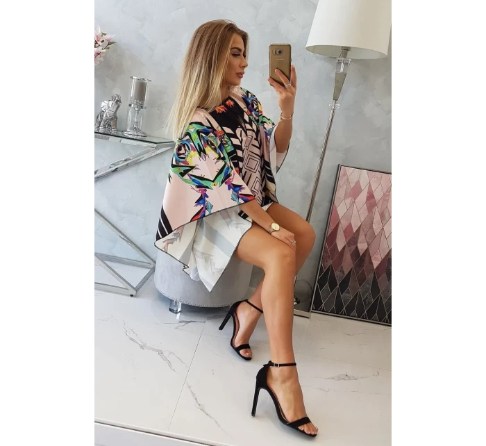 Netopýří šaty s vázáním v pase, pudrově růžové