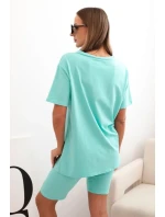 Dámský bavlněný komplet s krátkým rukávem a šortkami mincovna Dámský bavlněný komplet s krátkým rukávem a šortkami mincovna