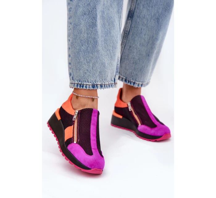 Kožené sneakersy na klínu Maciejka Černé 06853-15